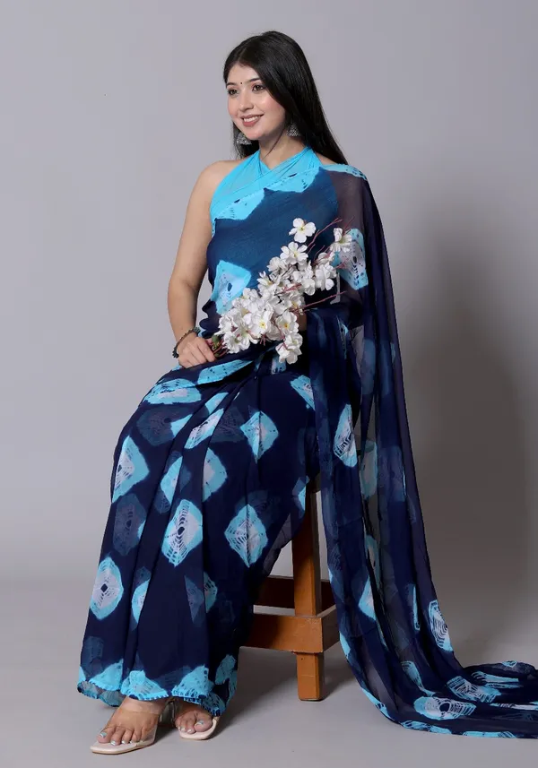 Blue_Pure_Chiffon_Trendy_Bandhini_Chiffon_Sarees_For_Women