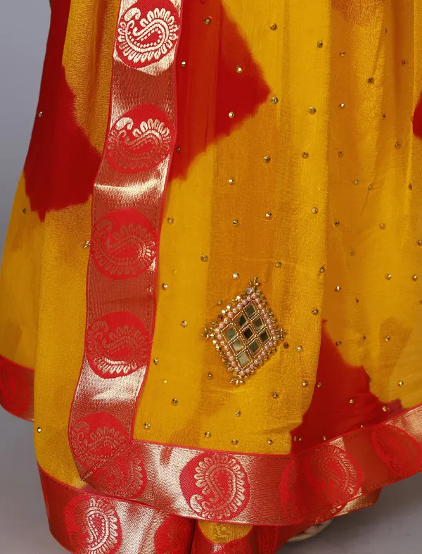 Yellow_Chiffon_Sarees_For_Women_Fancy_Party_Wear_Sarees,_Wedding_Sarees,_Farewell_Sarees,_Printed_Sarees,_Designer_Sarees,_Bollywood_Sarees,_Latest_Sarees_Trendy_Sarees_Bandhini_Saree,_Sarees_For_Farewell_Party,_Latest_Saree_Design,Red_Saree
