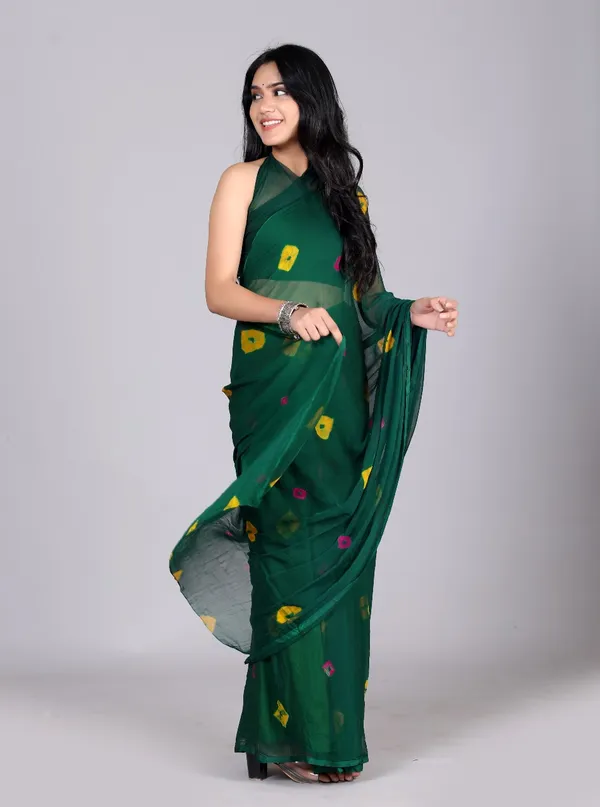 Green_Trendy_Printed_Chiffon_Bandhini_Sarees_For_Women