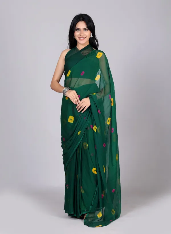 Green_Trendy_Printed_Chiffon_Bandhini_Sarees_For_Women