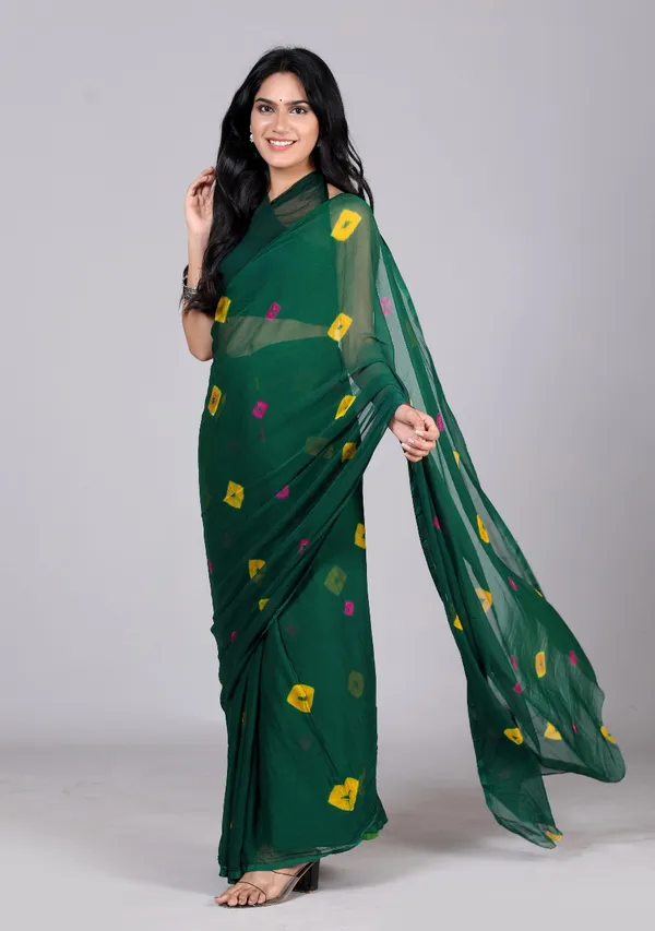 Green_Trendy_Printed_Chiffon_Bandhini_Sarees_For_Women
