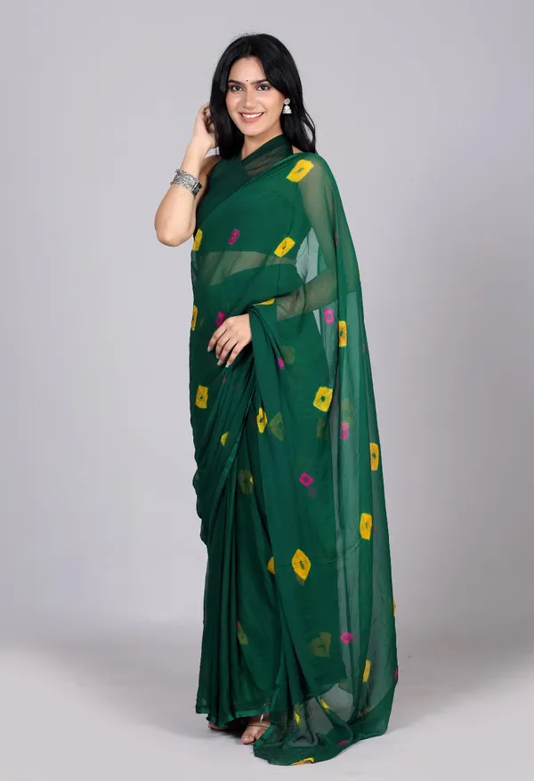 Green_Trendy_Printed_Chiffon_Bandhini_Sarees_For_Women