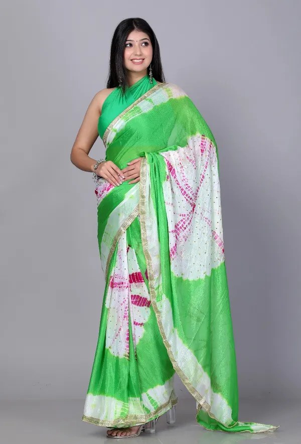 Green_Trendy_Printed_Printed_Shibori_Printed_Stone_Work_Sarees_For_Women