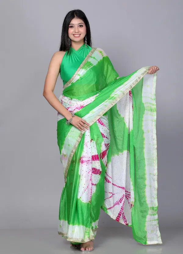 Green_Trendy_Printed_Printed_Shibori_Printed_Stone_Work_Sarees_For_Women