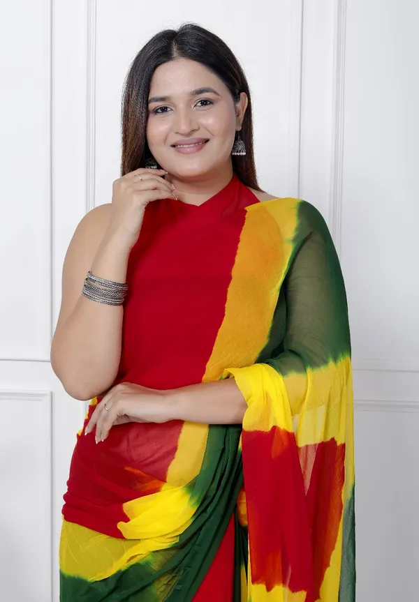 Multicolor_Pure_Chiffon_Printed_Leheriya_Printed_Sarees_For_Women