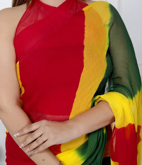 Multicolor_Pure_Chiffon_Printed_Leheriya_Printed_Sarees_For_Women