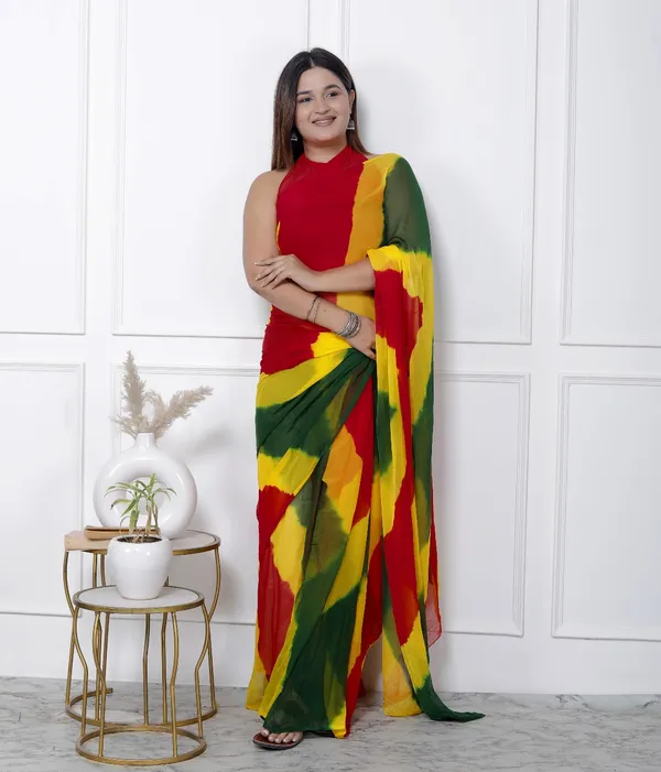 Multicolor_Pure_Chiffon_Printed_Leheriya_Printed_Sarees_For_Women