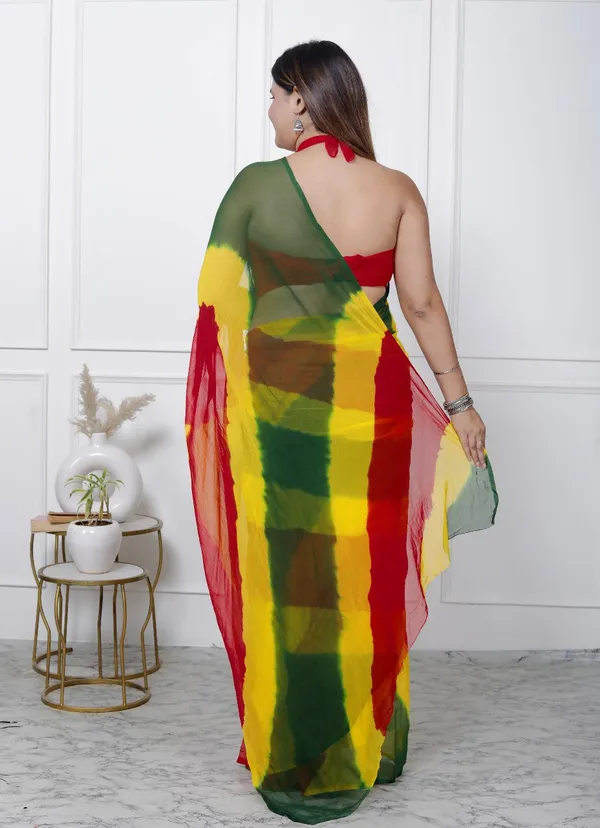 Multicolor_Pure_Chiffon_Printed_Leheriya_Printed_Sarees_For_Women