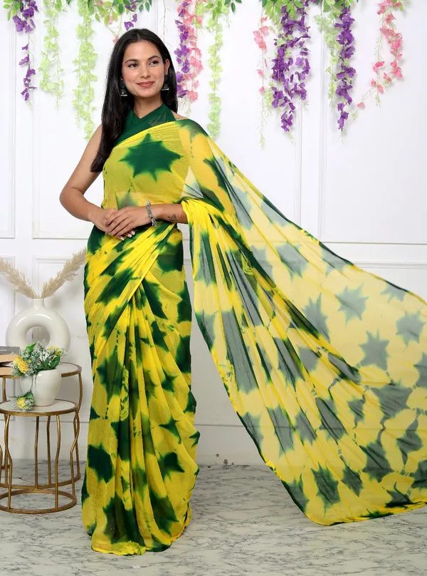 Green_Pure_Chiffon_Trendy_Checked_Shibori_Tie_And_Dye_Chiffon_Sarees_For_Women