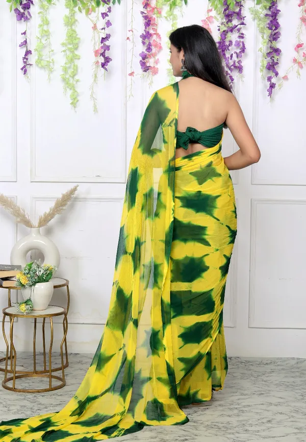 Green_Pure_Chiffon_Trendy_Checked_Shibori_Tie_And_Dye_Chiffon_Sarees_For_Women