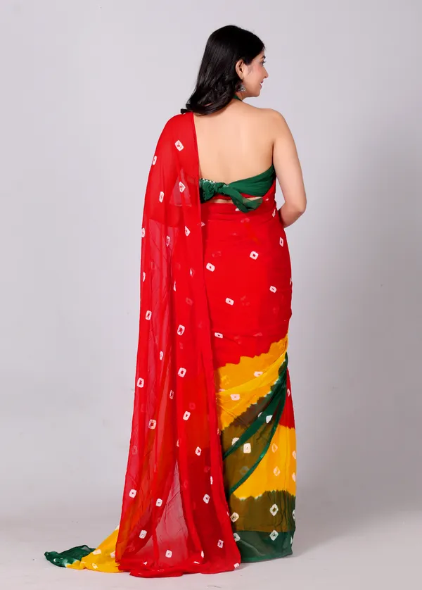 Green_Bandhani_Printed_Chiffon_Printed__Sarees_For_Women