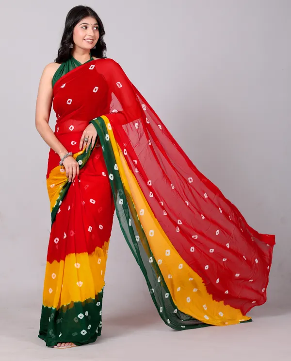 Green_Bandhani_Printed_Chiffon_Printed__Sarees_For_Women