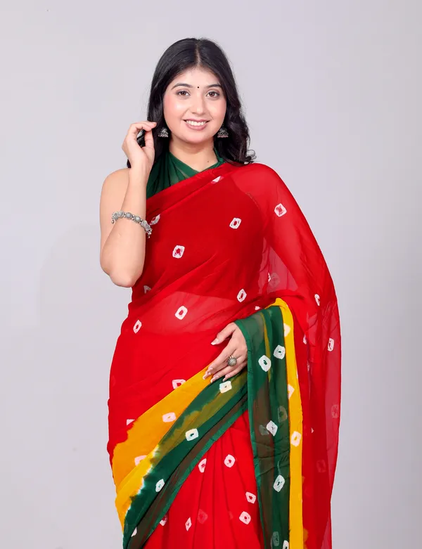 Green_Bandhani_Printed_Chiffon_Printed__Sarees_For_Women