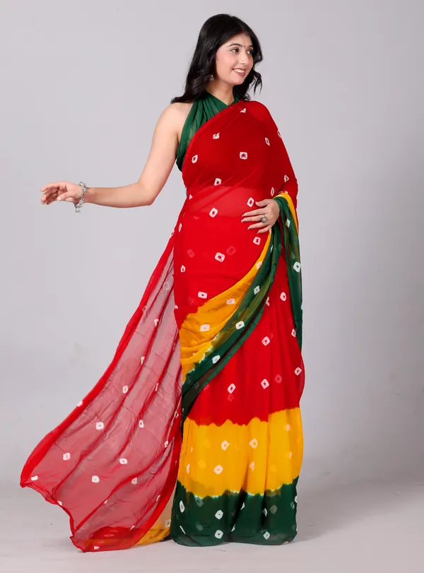 Green_Bandhani_Printed_Chiffon_Printed__Sarees_For_Women