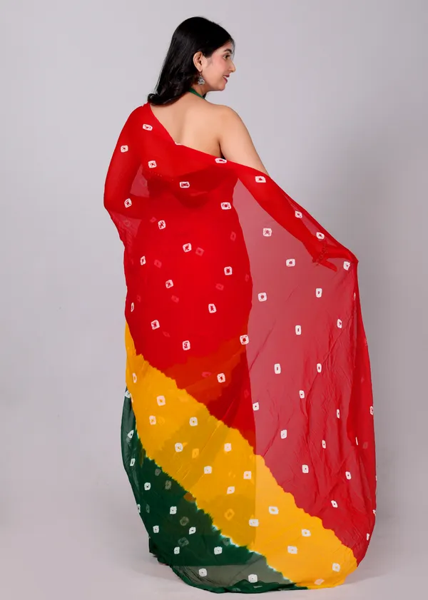 Green_Bandhani_Printed_Chiffon_Printed__Sarees_For_Women