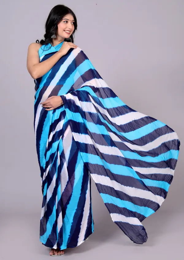 Blue_Jaipuri_Leheriya_Printed_Pure_Chiffon_Saree_For_Women