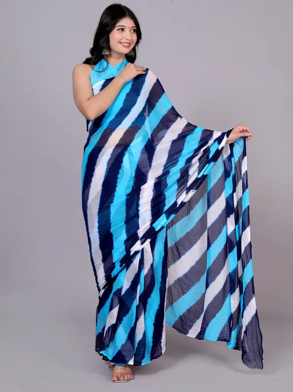 Blue_Jaipuri_Leheriya_Printed_Pure_Chiffon_Saree_For_Women