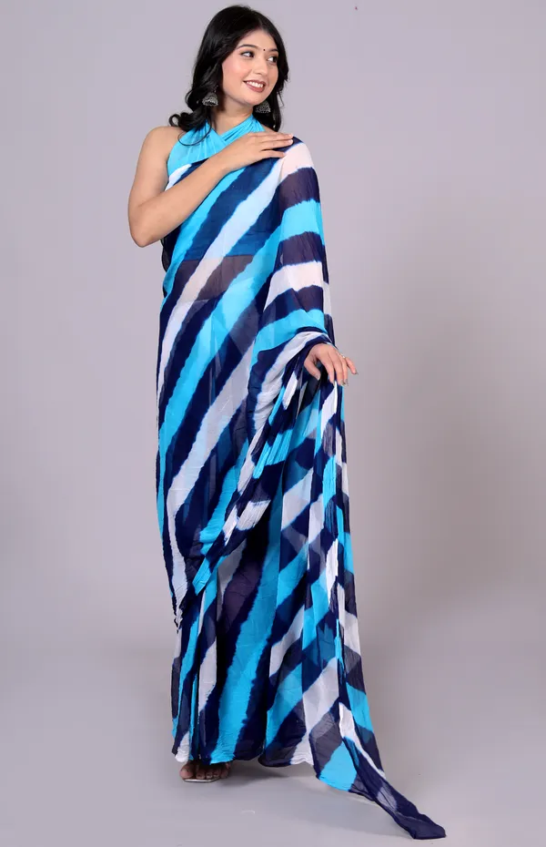 Blue_Jaipuri_Leheriya_Printed_Pure_Chiffon_Saree_For_Women