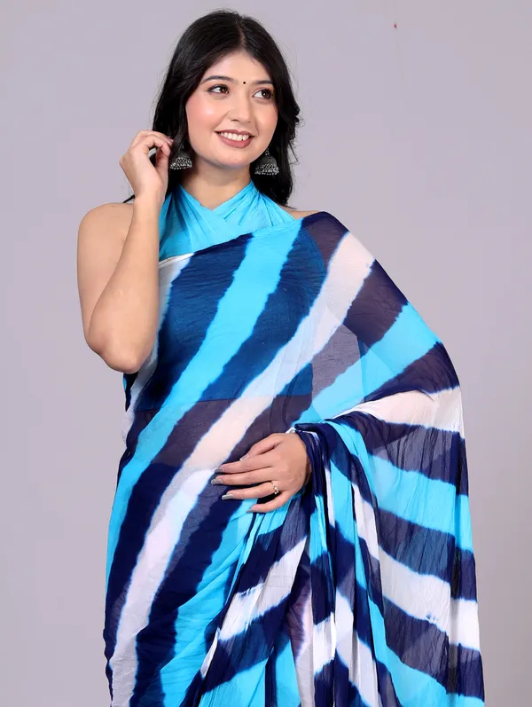 Blue_Jaipuri_Leheriya_Printed_Pure_Chiffon_Saree_For_Women
