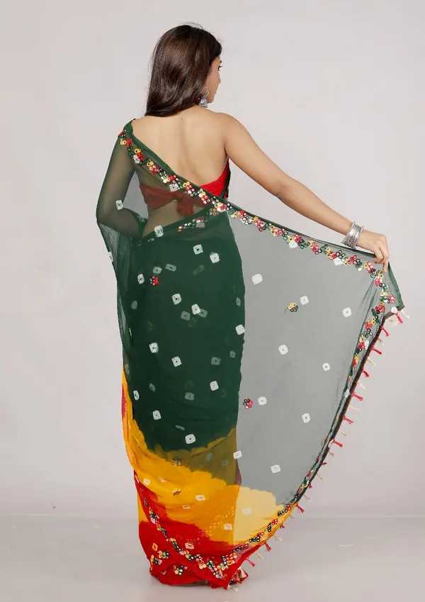 Green_Chiffon_Saree_Mirror_Work_Printed_Sarees_For_Women