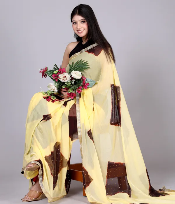 Brown_Bollywood_Leheriya_Stone_Work_Printed_Chiffon_Printed_Sarees_For_Women