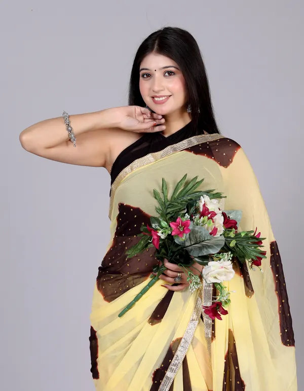 Brown_Bollywood_Leheriya_Stone_Work_Printed_Chiffon_Printed_Sarees_For_Women