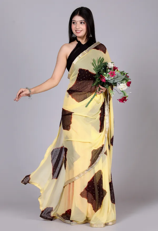 Brown_Bollywood_Leheriya_Stone_Work_Printed_Chiffon_Printed_Sarees_For_Women