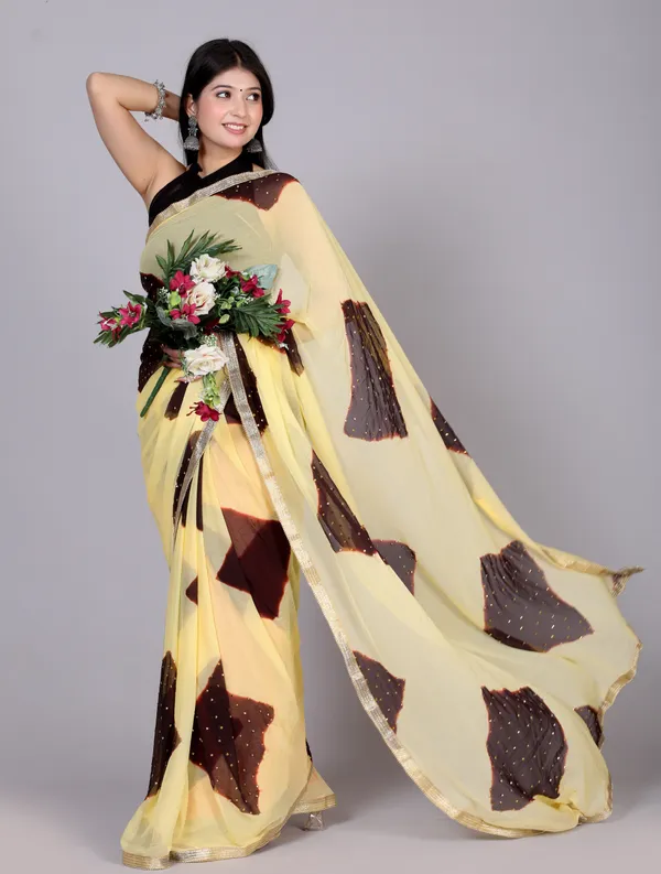 Brown_Bollywood_Leheriya_Stone_Work_Printed_Chiffon_Printed_Sarees_For_Women