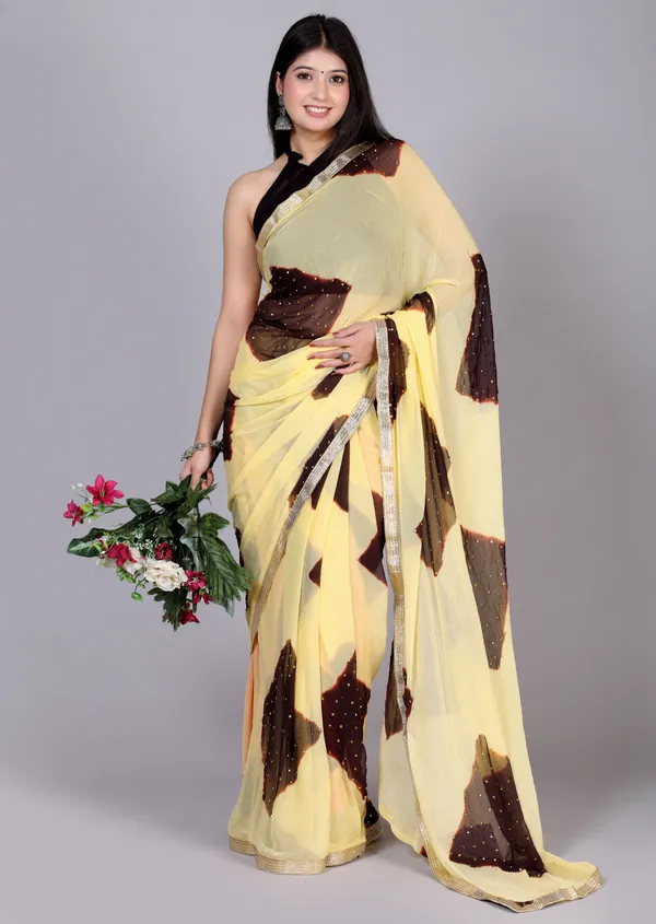 Brown_Bollywood_Leheriya_Stone_Work_Printed_Chiffon_Printed_Sarees_For_Women