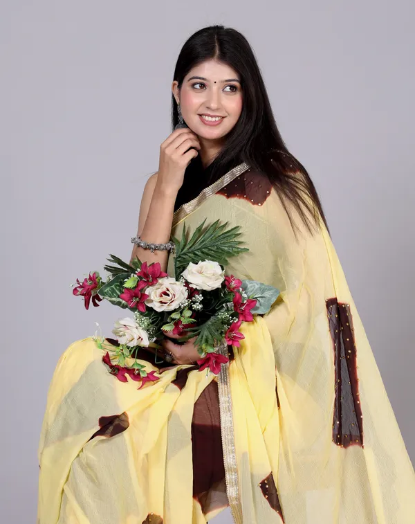Brown_Bollywood_Leheriya_Stone_Work_Printed_Chiffon_Printed_Sarees_For_Women