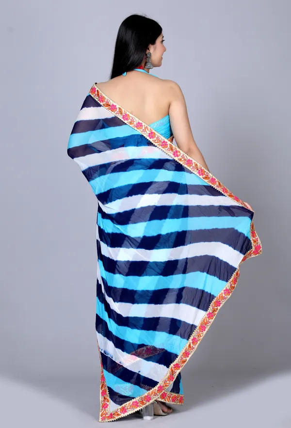 Blue_Pure_Chiffon_Leheriya_Embroidered_Border_Sarees_For_Women