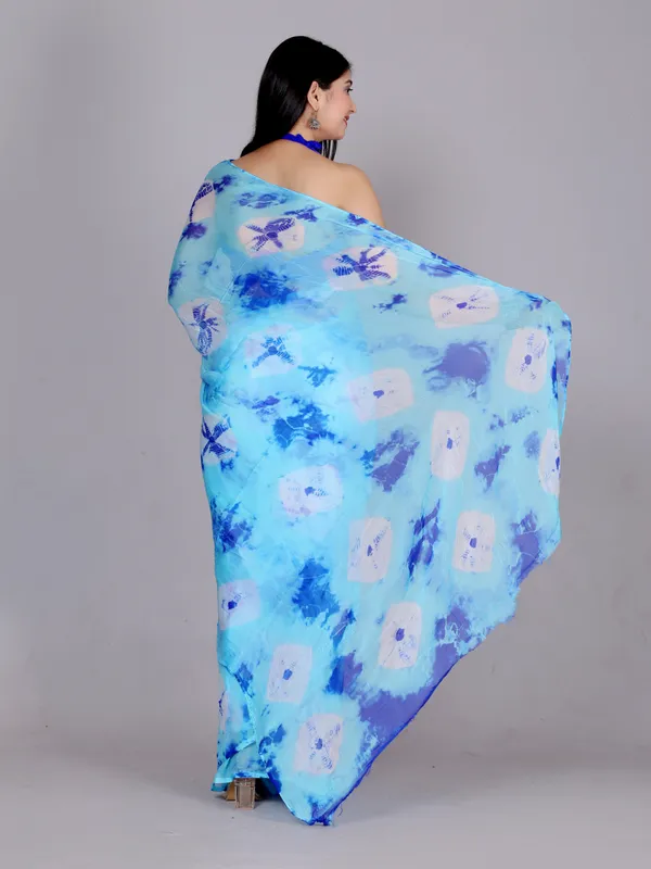Blue_Pure_Chiffon_Trendy_Checked_Bandhani_Chiffon_Sarees_For_Women