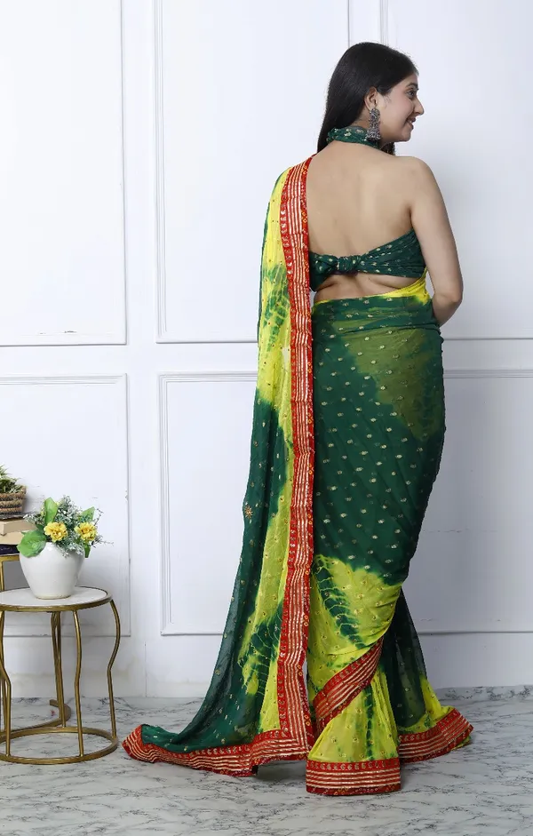 Green_Pure_Chiffon_Trendy_Bandhani_Stone_Work_Gotta_Lace_Chiffon_Sarees_For_Women