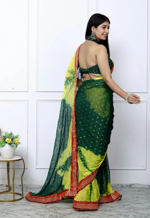 Green_Pure_Chiffon_Trendy_Bandhani_Stone_Work_Gotta_Lace_Chiffon_Sarees_For_Women