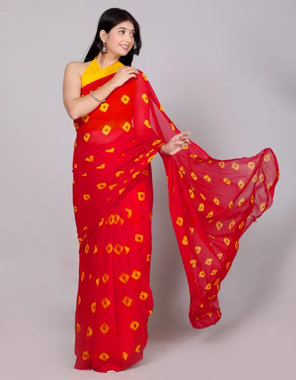 Red_Bandhani_Printed_Chiffon_Printed__Sarees_For_Women