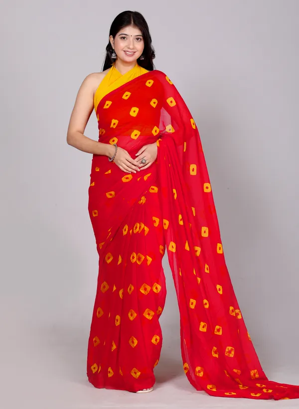 Red_Bandhani_Printed_Chiffon_Printed__Sarees_For_Women