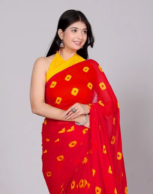 Red_Bandhani_Printed_Chiffon_Printed__Sarees_For_Women