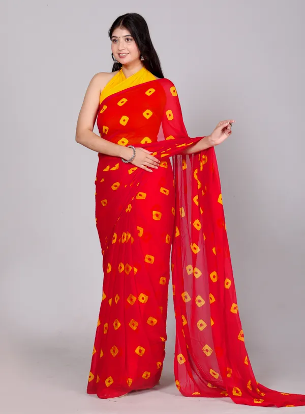 Red_Bandhani_Printed_Chiffon_Printed__Sarees_For_Women