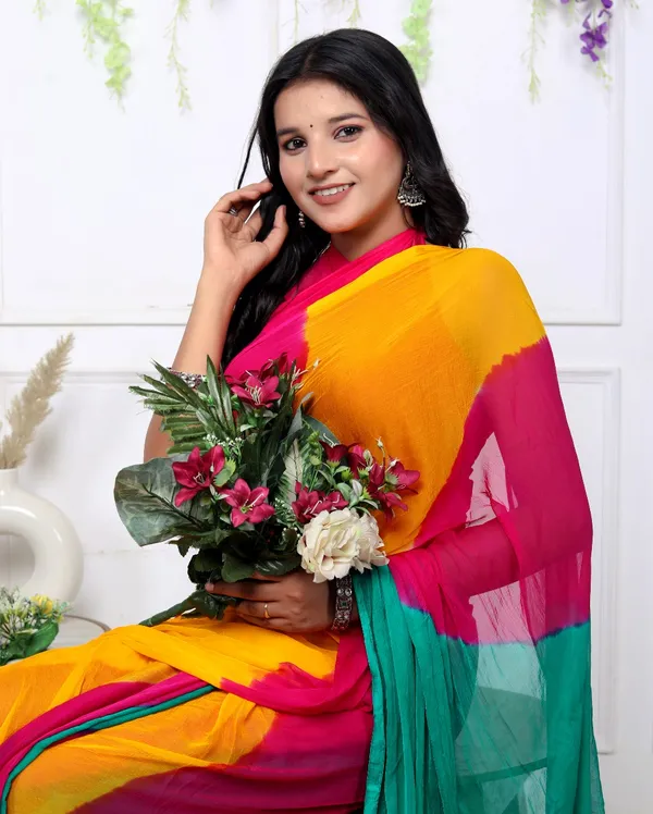 Yellow_Pure_Chiffon_Trendy_Leheriya_Chiffon_Sarees_For_Women