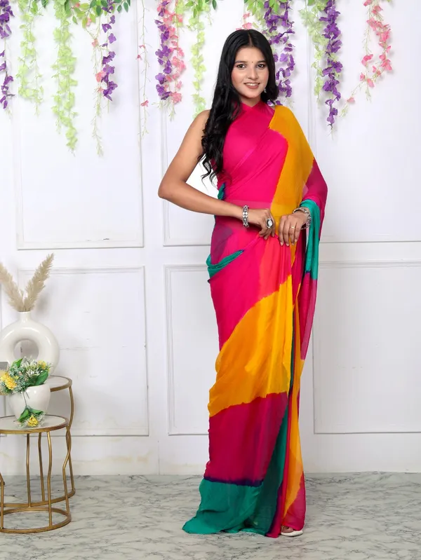 Yellow_Pure_Chiffon_Trendy_Leheriya_Chiffon_Sarees_For_Women