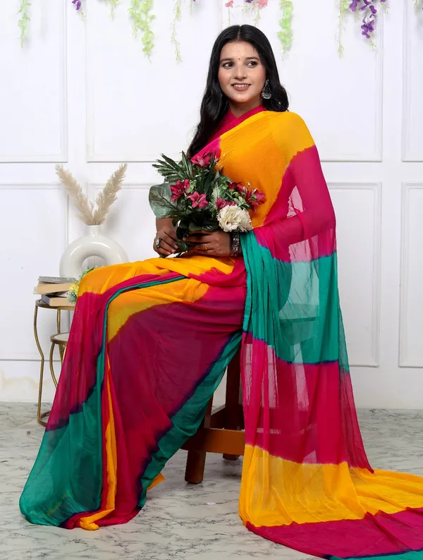 Yellow_Pure_Chiffon_Trendy_Leheriya_Chiffon_Sarees_For_Women
