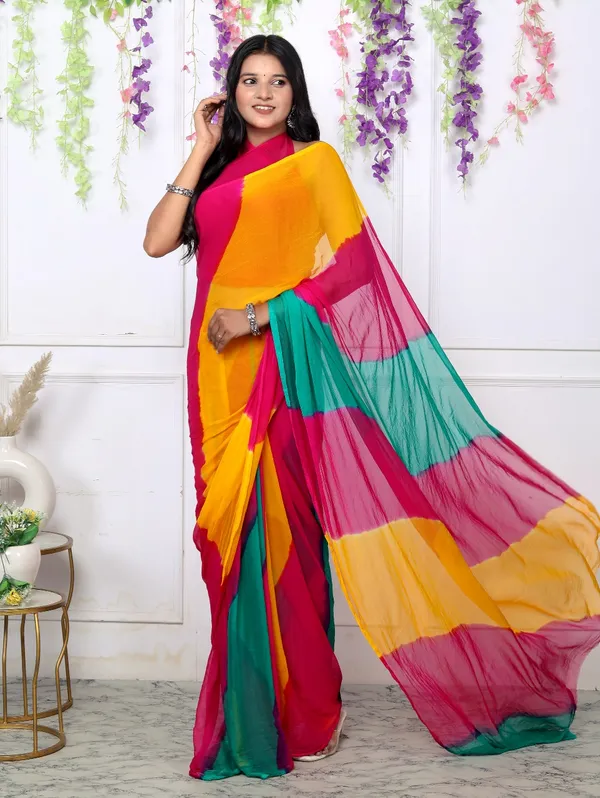 Yellow_Pure_Chiffon_Trendy_Leheriya_Chiffon_Sarees_For_Women