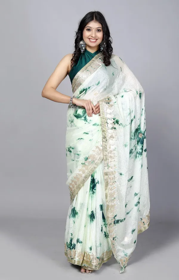 Green_Shibori_Trendy_Gotta_Patti_Work_Saree_Silk_Sarees_For_Women