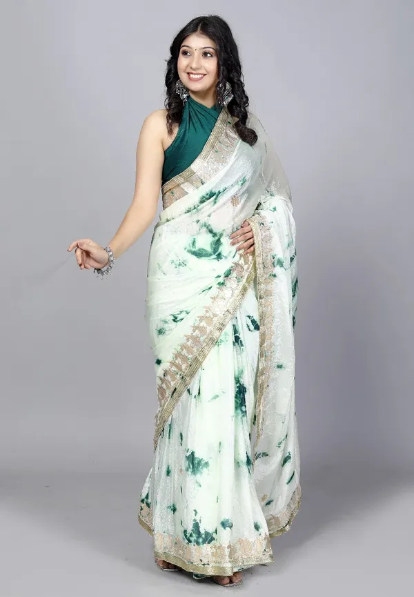Green_Shibori_Trendy_Gotta_Patti_Work_Saree_Silk_Sarees_For_Women