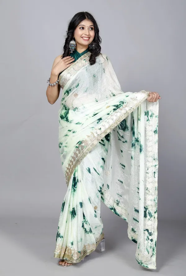 Green_Shibori_Trendy_Gotta_Patti_Work_Saree_Silk_Sarees_For_Women