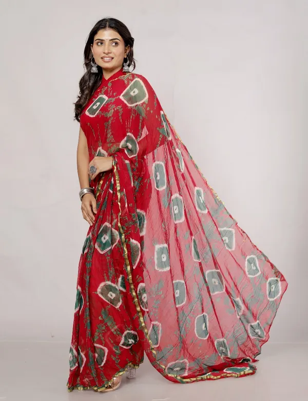 Red_Pure_Chiffon_Printed_Saree_Bandhini_Printed_Sarees_For_Women