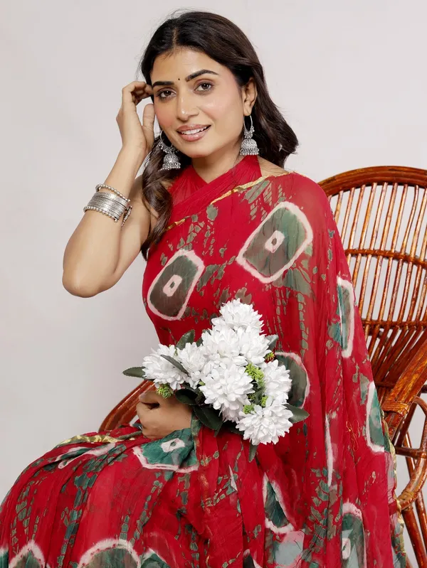 Red_Pure_Chiffon_Printed_Saree_Bandhini_Printed_Sarees_For_Women