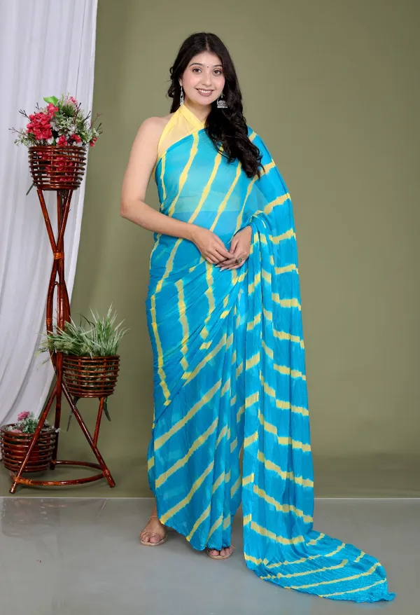 Sky_Blue_Pure_Chiffon_Trendy_Leheriya_Chiffon_Sarees_For_Women