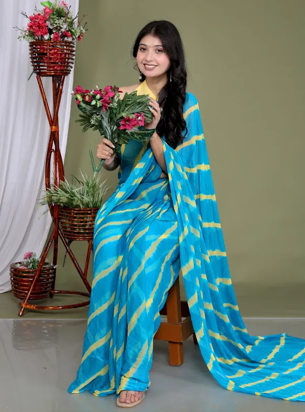 Sky_Blue_Pure_Chiffon_Trendy_Leheriya_Chiffon_Sarees_For_Women