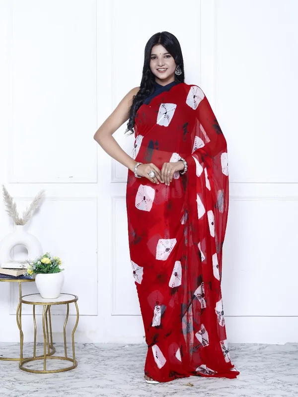 Red_Pure_Chiffon_Trendy_Bandhini_Chiffon_Sarees_For_Women